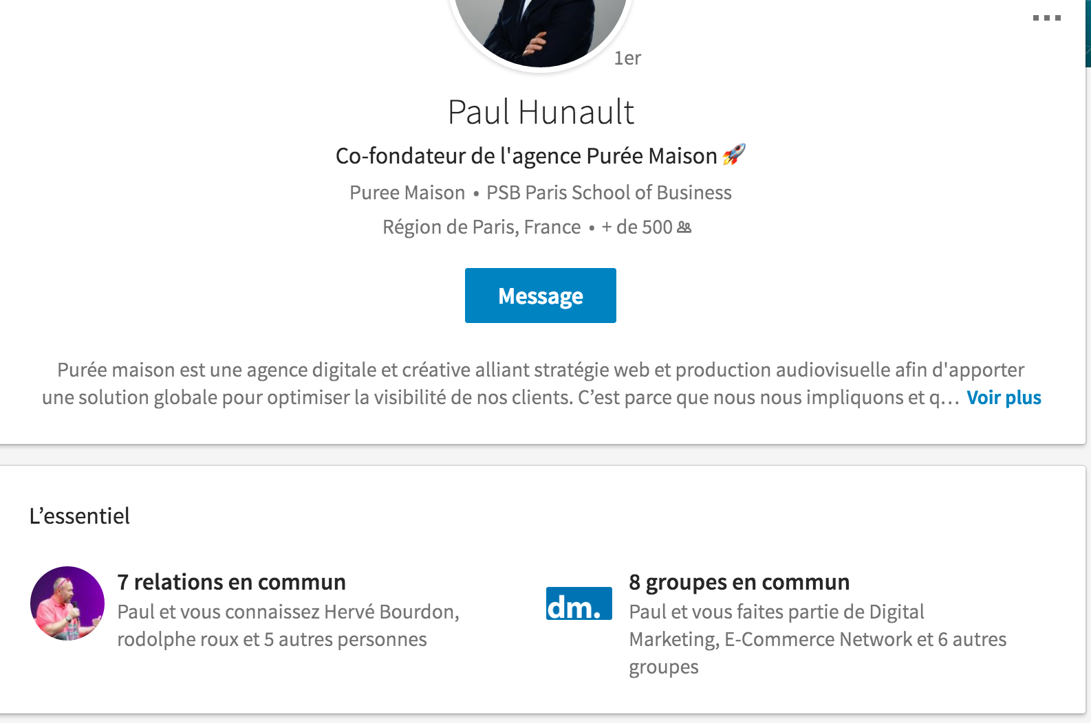rubrique l'essentiel linkedin